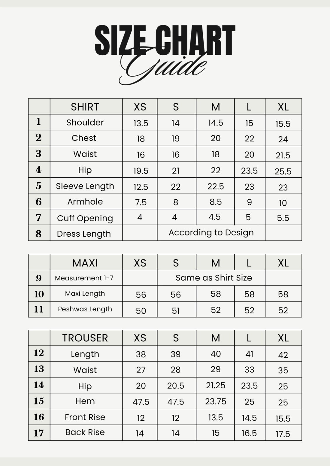 Size Chart