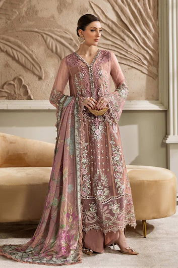 Beige Radiance – Embroidered Net & Chiffon Suit