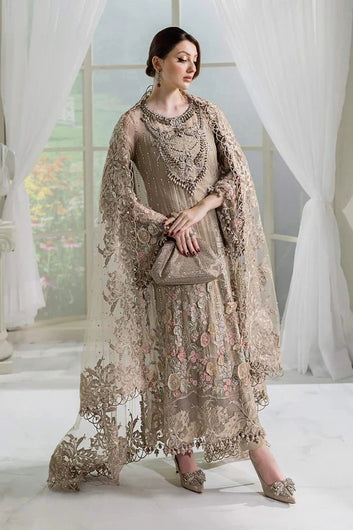 Caramel Charm – Luxury Embroidered Chiffon Suit